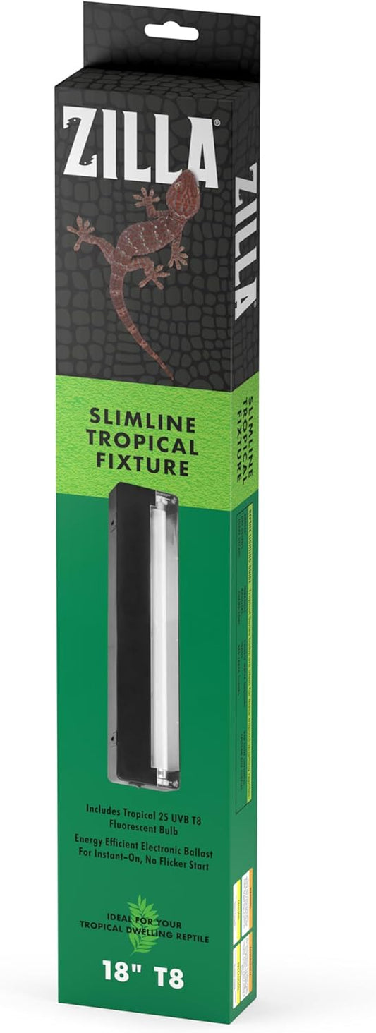Zilla Reptile T8 Slimline Tropical Pet Habitat Light Fixture with 15 Watt Fluorescent Bulb