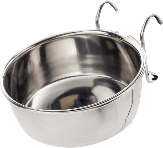 SPOT Stainless Steel Coop Cup with Wire Hooks – Durable, Chew-Resistant Food Bowl for Cages and Crates, Ideal for Feeding Birds, Parrots, Rabbits, Ferrets, and Reptiles