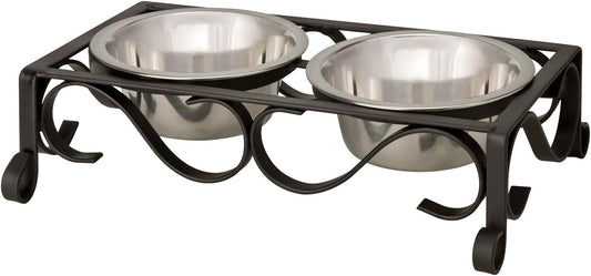 Loving Pets Black Label Collection Layton Diner for Dogs, 2-Quart, Matte Black