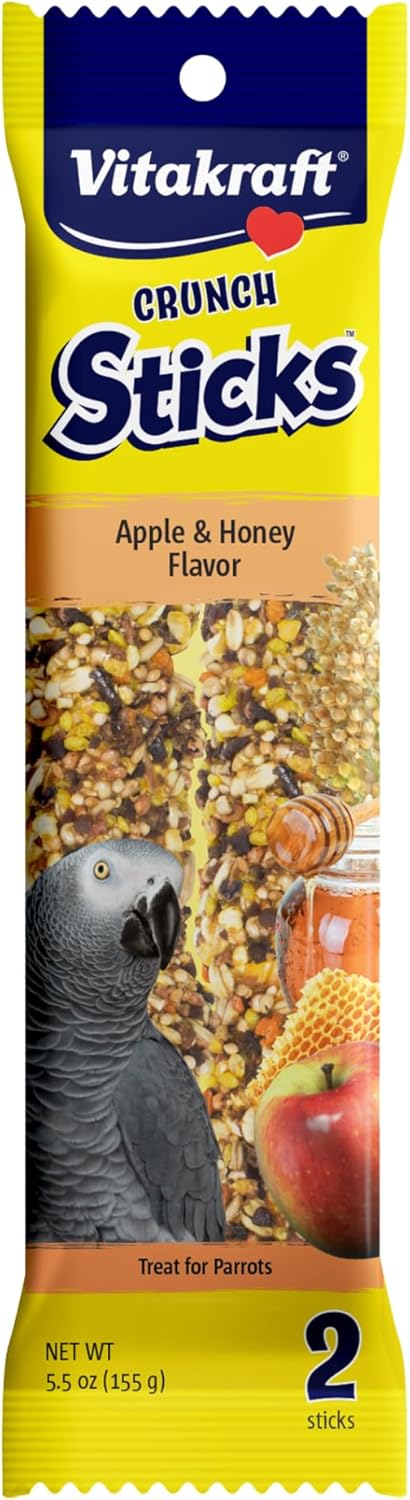 Vitakraft Crunch Sticks Parrot Treat - Apple and Honey - Pet Bird Treat Toy
