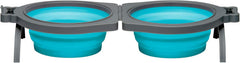 Loving Pets Travel Double Diner Dog Bowl, Blue