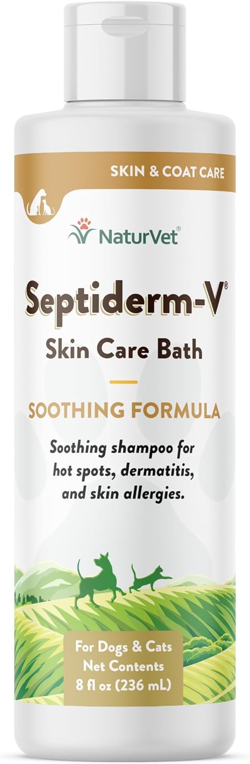 NaturVet Septiderm-V Skin Care Bath Wash for Dogs & Cats – Pet Health Supplement for Dermatitis, Dog Skin Allergies, Itching, Hot Spots – Pet Shampoo