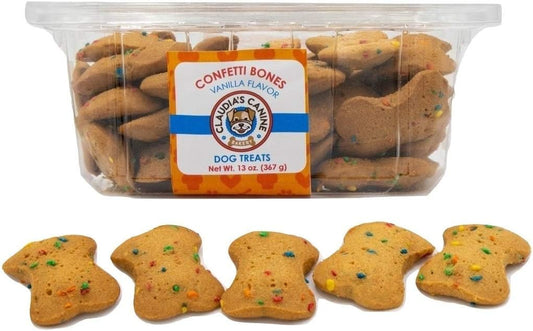 Claudia's Canine Bakery Rainbow Confetti Bone Dog Biscuits, 13 Ounces, Vanilla Flavor, Made in The USA