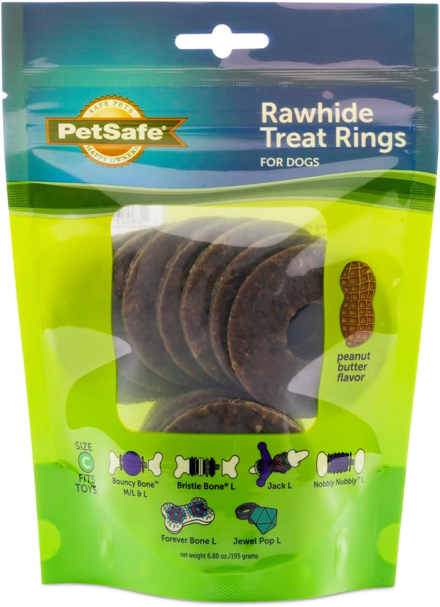PetSafe® Natural Rawhide Treat Ring Refills , Peanut Butter Flavor, Replacement Treats Busy Buddy Treat Ring Holding Toys