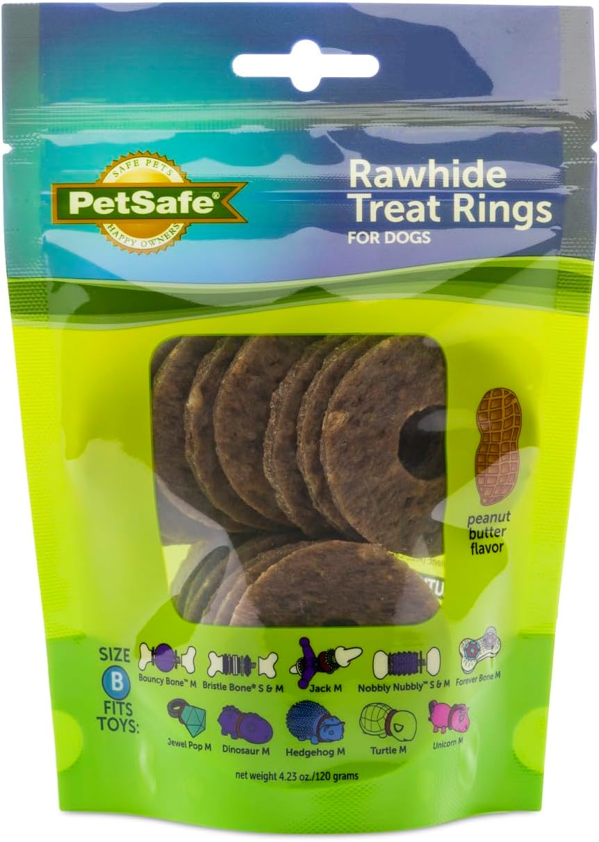 PetSafe® Natural Rawhide Treat Ring Refills , Peanut Butter Flavor, Replacement Treats Busy Buddy Treat Ring Holding Toys