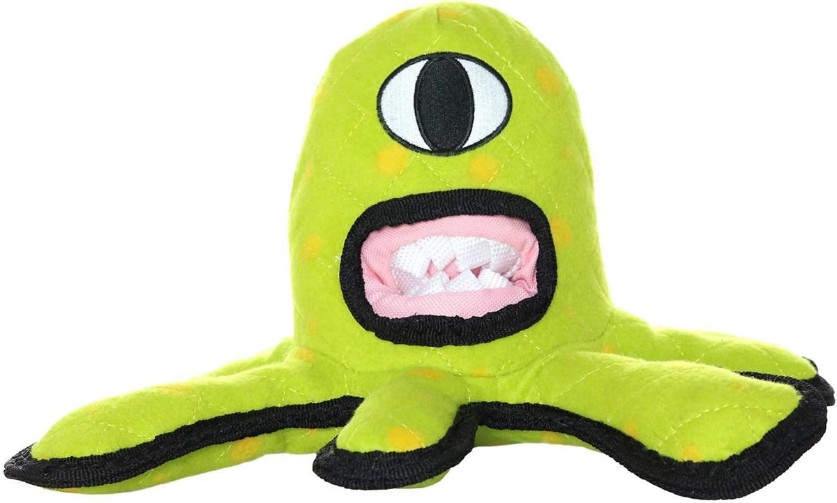 TUFFY - World's Tuffest Soft Dog Toy - Alien Green-Squeaker- Multiple Layers. Made Durable, Strong & Tough. Interactive Play (Tug, Toss & Fetch). Machine Washable & Floats