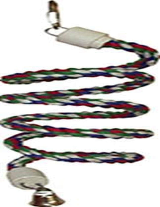 A&E CAGE Company Happy Beaks Cotton Rope Boing with Bell Bird Toy