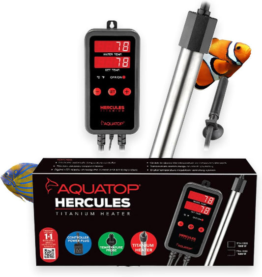 Aquatop Hercules Titanium Heater with Digital Controller – for 300-Gallon Tanks – Adjustable Temperature – for Fresh & Saltwater Aquariums