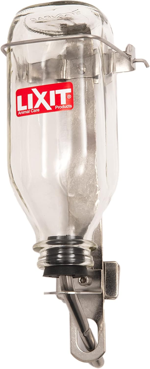 Lixit Heavy Duty Deluxe Glass Water Bottles for Birds, Dogs and Small Animals. (32oz Large Tube)