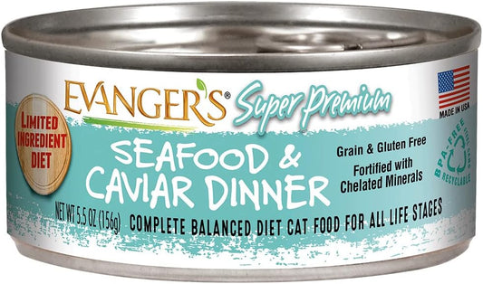 Evanger's Super Premium Seafood & Caviar Dinner for Cats - 24, 5.5 oz Cans