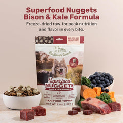 BADLANDS RANCH Superfood Nuggets – Bison & Kale Freeze-Dried Dog Treats (8 oz Bag)