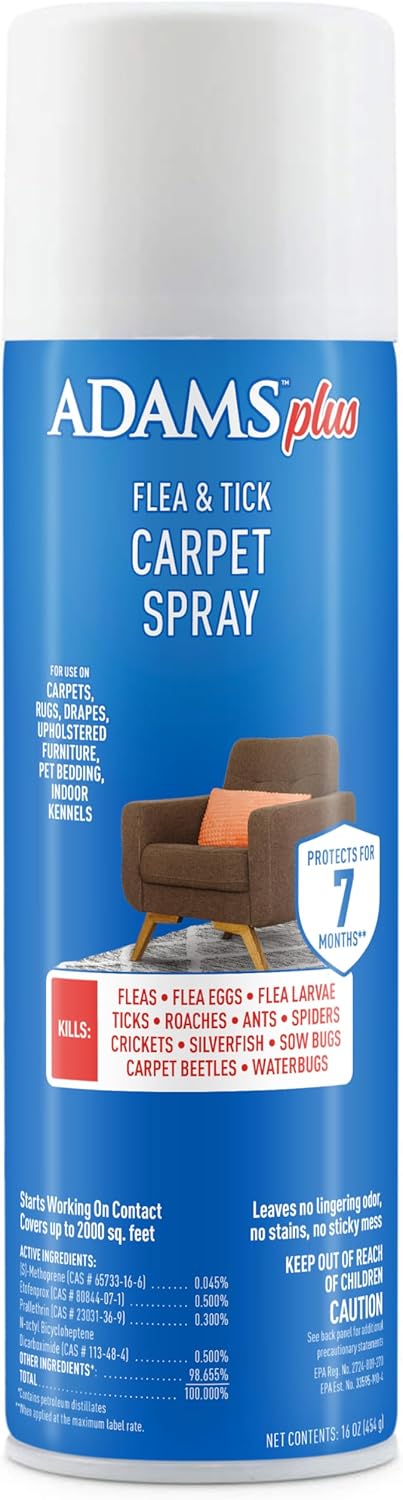 ADAMS Plus Flea & Tick Carpet Spray for Indoor Use – 16 oz