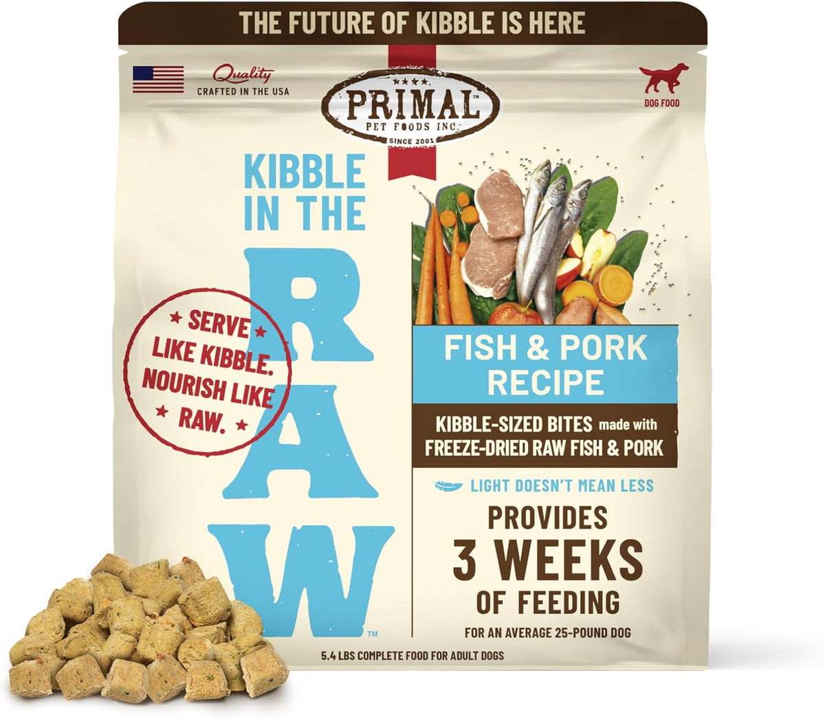 Primal Kibble in The Raw, Freeze Dried Dog Food, 5.4 lb Bag