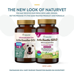 NaturVet ArthriSoothe-Gold Level 3, MSM and Glucosamine for Dogs and Cats, Advanced Joint Care Support Supplement with Chondroitin and Omega 3, Clinically Tested, Chewable Tablets