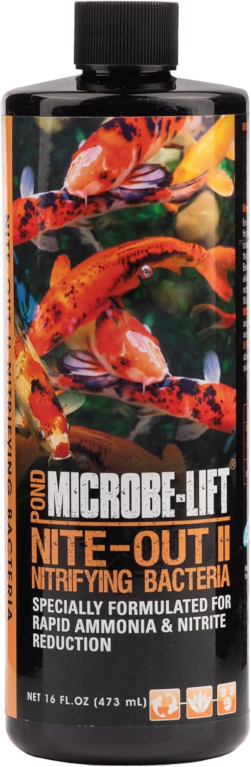 MICROBE-LIFT NITE16 Nite-Out II Water Cleaner for Outdoor Ponds and Water Gardens, Rapid Ammonia and Nitrite Reduction, 16 Ounces