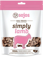 Sojos Natural Pet Food Simply Lamb Dog Treats, 4 Ounces Each, 100 Percent Raw Freeze-Dried Meat