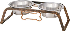 Loving Pets Black Label Collection Rustic Bone Diner for Dogs, 1-Pint, Aged Copper