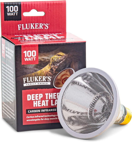 Fluker's Deep Thermal Heat Lamp for Reptiles with Carbon Infrared Technology, for All Reptile Tanks, Great for Basking