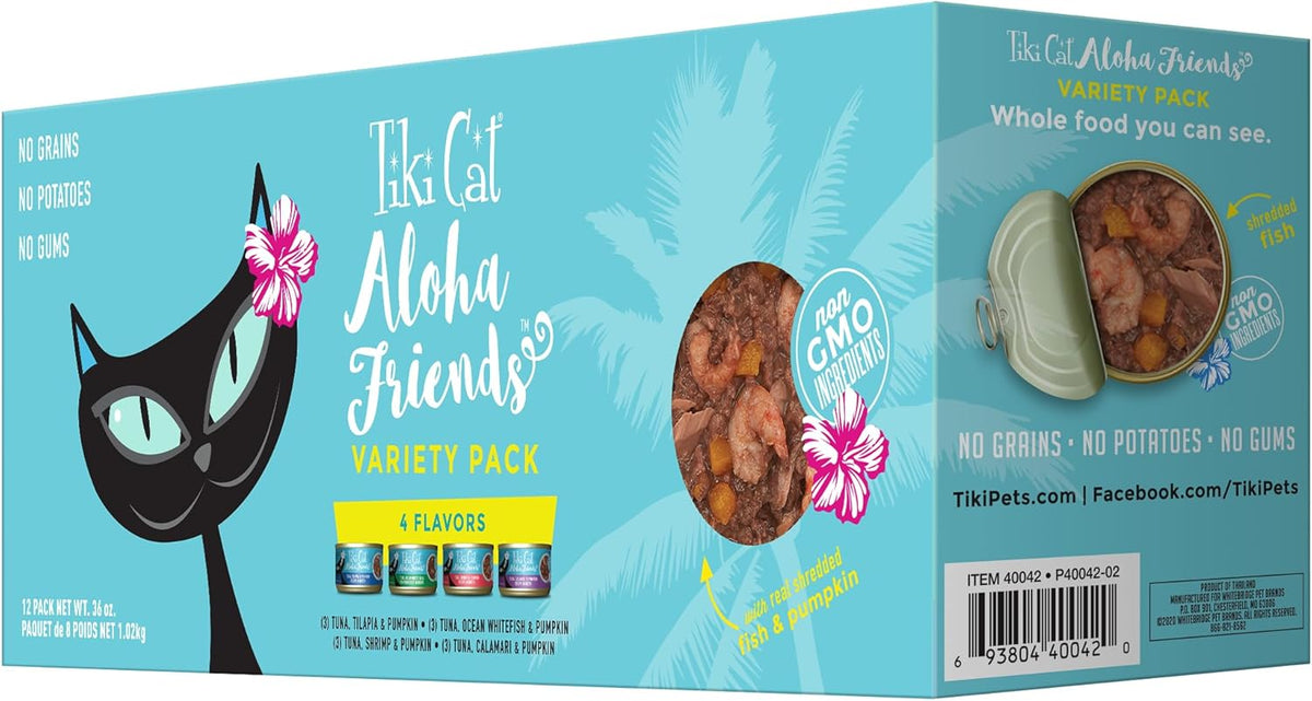 Tiki Cat Aloha Friends Variety Pack, Seafood Flavors with Pumpkin, Wet, High-Protein & High-Moisture Cat Food, For All Life Stages