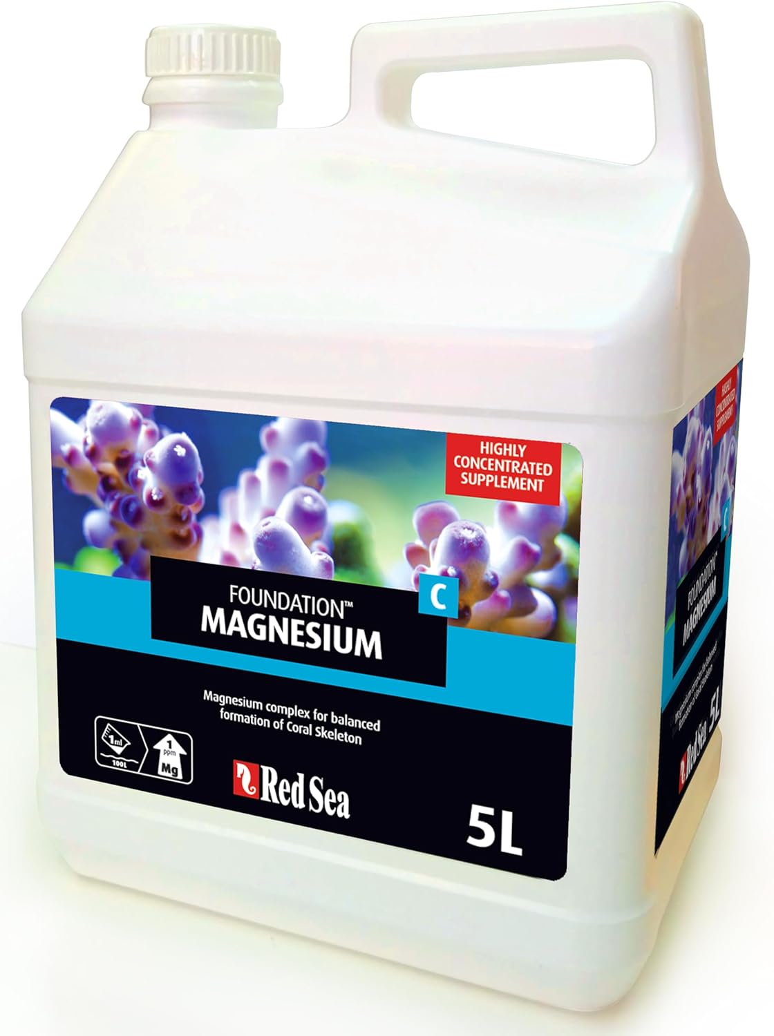 Red Sea Reef Foundation C Magnesium (Mg) Supplement - Maintains Magnesium Balance for Healthy Corals in Marine & Reef Aquariums