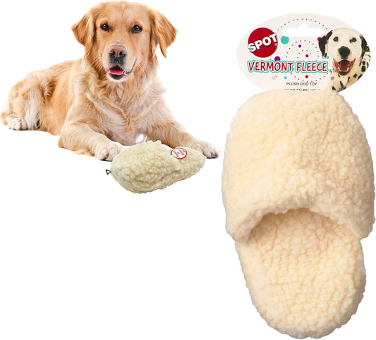 SPOT 7.5in Vermont Style Fleece Slipper Dog Toy – Soft Plush Squeaky Comfort Toy for Small & Medium Dogs and Puppies – No Plastic Parts – Light Chewer Safe – Calming & Cuddly Pet Toy