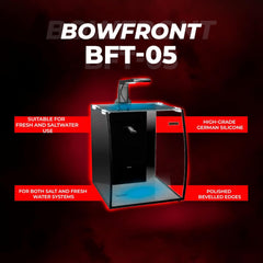 Aquatop Vertical Bowfront Glass Aquarium – All-in-One Tank with Filter and LED Light, High Clarity Glass for Freshwater & Saltwater