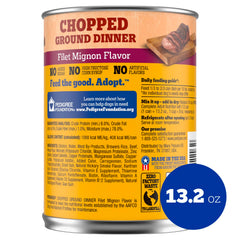 Pedigree Meaty Ground Dinner Filet Mignon Flavor Canned Dog Food 12pk , 13.2 Ounces