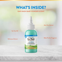 NaturVet Ear Wash w/Tea Tree Oil (Aloe & Baby Powder scent) 4 oz
