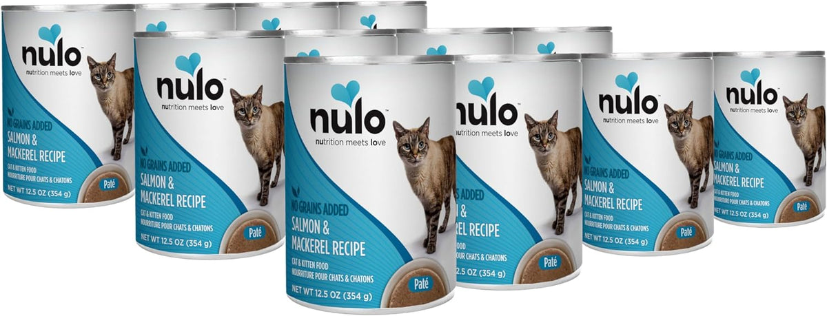 Nulo Salmon & Mackerel Pate Wet Canned Cat Food, 12.5 Ounce (Pack of 12)