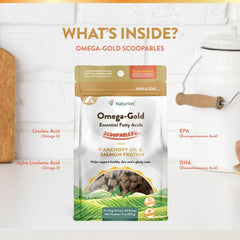 NaturVet Scoopables Omega-Gold Anchovy Oil & Salmon Supplement For Dogs and Cats - Supports Healthy Skin & Coat Plus DHA, EPA, Omega-3, & Omega-6 - Anchovy & Salmon Flavored For Dog and Cat
