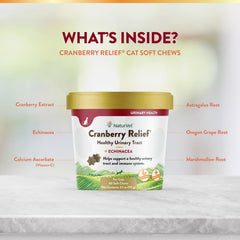 NaturVet Cranberry Relief Plus Echinacea for Cats, 60 ct Soft Chews, Made in The USA with Globally Source Ingredients
