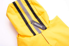 Fashion Pet Rainy Days Slicker - Yellow Dog Rain Jacket With Hood, Reflective Strip for Safety, Leash Hole & Adjustable Velcro Belly Strap, 100% Polyester Water Resistant Pet Raincoat