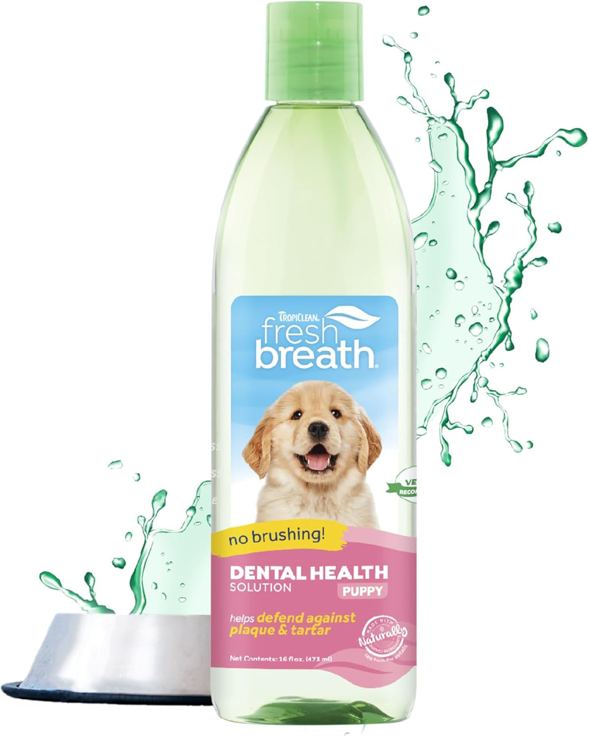 TropiClean Fresh Breath Water Additive for Puppies | Breath Freshener and Teeth Cleaning Solution | No Toothpaste or Toothbrush Required |
