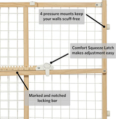 MidWest Homes for Pets Wire Mesh Pet Safety Gate, Pressure Mounted Dog Gate, Natural Wood & White Powder Coated Wire Mesh