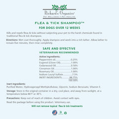 Richard’s Organics Flea and Tick Shampoo for Dogs – 100% All-Natural Actives Kills Fleas, Ticks and Repels Mosquitos – Gentle, Won’t Dry Skin, Great Smelling Essential Oils