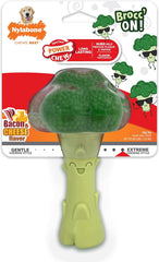 Nylabone Broccoli Power Chew Toy for Dogs, Dog Toys for Aggressive Chewers, Bacon & Cheese Flavor, Large Dogs - Up to 50 lbs, 1 Count