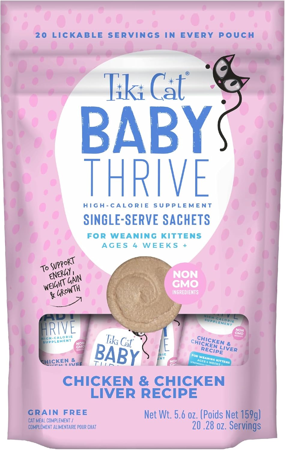 Tiki Cat Baby Thrive, Chicken & Chicken Liver, High-Protein & Flavorful, Wet Cat Food for Kittens 4 Weeks+