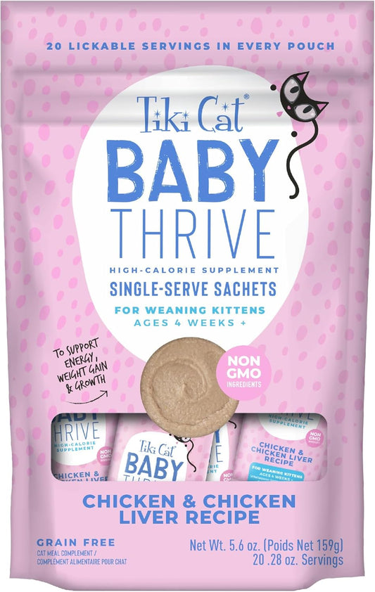 Tiki Cat Baby Thrive, Chicken & Chicken Liver, High-Protein & Flavorful, Wet Cat Food for Kittens 4 Weeks+