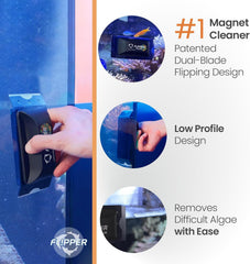 Flipper Cleaner FL!PPER Flipper EDGE Limited Edition Floating Magnetic Aquarium Cleaner | 2-In-1 Dual Blade Scrubber & Scraper Fish Tank Cleaner Tools for Efficient Cleaning & Acrylic Surface Maintenance