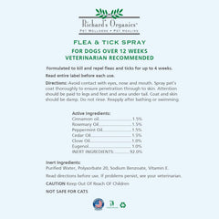 Richard’s Organics Gentle Flea and Tick Spray for Dogs –100% Natural Actives Kills Fleas, Ticks, Repels Mosquitos for Up to 4 Weeks – No Harsh Chemicals, Safe for Use Around Children