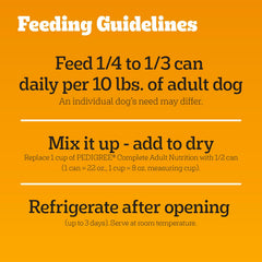 Pedigree Chopped Ground Dinner Adult Canned Soft Wet Dog Food Beef Flavor, 22 oz. Cans EA