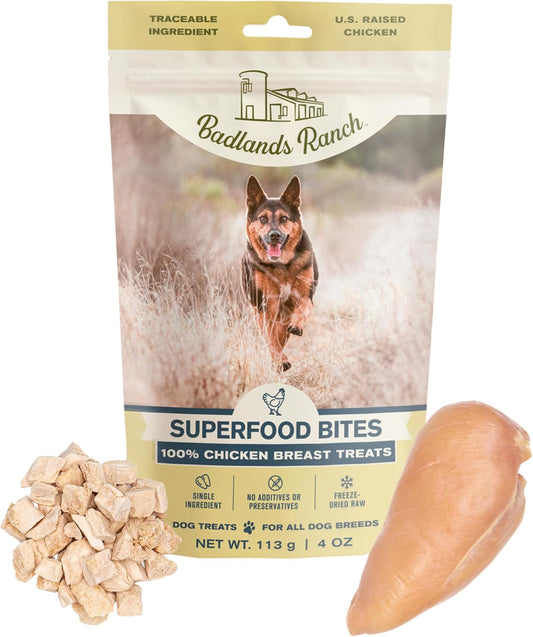 Superfood Bite, Freeze-Dried Raw Dog Treats - Protein Rich, Train & Reward, Traceable Single Ingredient by Katherine Heigl (Chicken Breast)