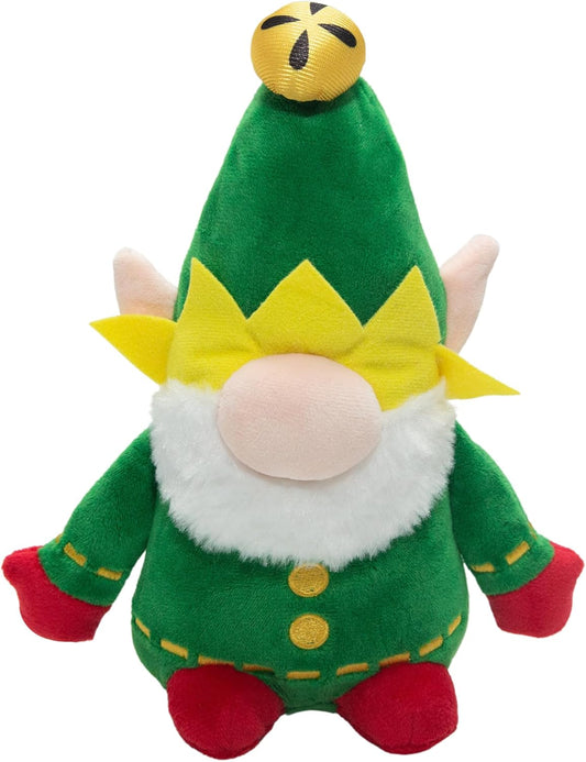 Snugarooz Holiday Elf The Gnome 8" Plush Dog Toy with Repair Patch - Squeaky, Crinkle Toy for Dogs - Festive Holiday Fun for Small to Medium Dogs