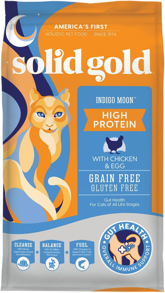 Solid Gold High Protein Dry Cat Food - Grain Free & Gluten Free Chicken Cat Dry Food w/Probiotics for Gut Health & Digestion - High Fiber & Omega 3 - Low Carb Superfood Kibble for Cats All Ages