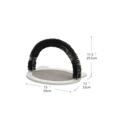 PetPals Nifty Grey Cat Brush, Grooming and cat Massager with Scratching Pad, Size 14.5" x 14.5" x 14"