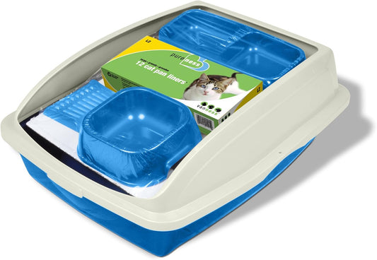 Van Ness Kitten And Cat Starter Kit, 5 Piece Set with High Side Litter Box, Water Bowl, Double Feeder, Litter Scoop, Litter Box Liners