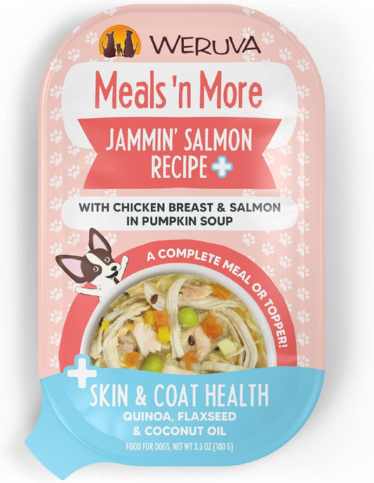 Weruva Meals 'n More Natural Wet Dog Food, Jammin' Salmon Plus Skin & Coat Health (Pack of 12)