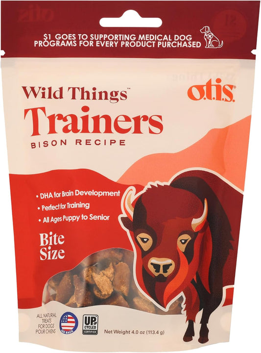 O.T.I.S. Wild Things Trainers Bison Recipe – 4 oz – Bite-Size Dog Training Treats with DHA, Ashwagandha & L-Theanine – GMO-Free – No Hormones or Artificial Additives
