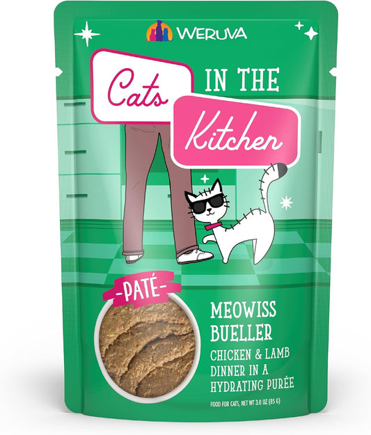 Weruva Cats in The Kitchen Slide N' Serve Grain-Free Natural Wet Pate Cat Food Pouches, Meowiss Bueller