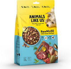 Animals Like Us - RawMix50 Premium Freeze-Dried Raw Grass-Fed Beef Recipe Dog Food, Protein Rich, Includes Kibble, Non-GMO, No Wheat or Corn